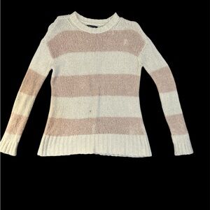 American Eagle Outfitters Cream and Pink Crew Neck Sweater
